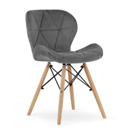 Krzesła - Krzesło do jadalni, welurowe, 48x44x73 cm, ciemny szary - miniaturka - grafika 1