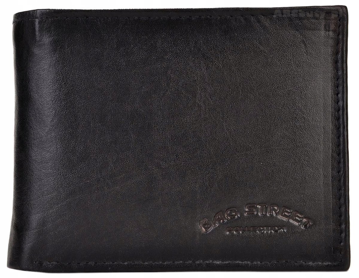 CZARNY Portfel Męski SKÓRZANY Poziomy Młodzieżowy SKÓRA LICOWA Bag Street