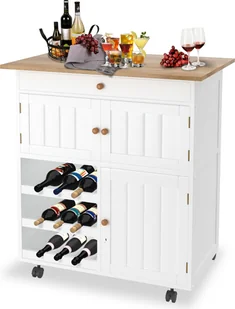 Sessamen-LP Wózek z wyspą kuchenną na kółkach Wózek kuchenny Mobilny wózek kuchenny z blatem roboczym Szafka do przechowywania Szafka kuchenna 68x39x85 cm - Wózki kuchenne - miniaturka - grafika 1