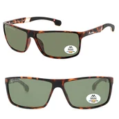 Okulary przeciwsłoneczne - Męskie okulary przeciwsłoneczne z filtrem UV400 i polaryzacją SP319A panterka/zielony - Montana - miniaturka - grafika 1