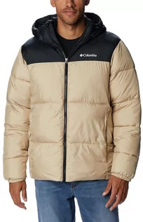 Kurtki męskie - Kurtka zimowa męska COLUMBIA PUFFECT HOODED JACKET BROWN ocieplana z kapturem beżowo-czarna (2008413271) - grafika 1