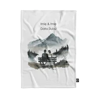 Koce - Koc pluszowy ślubny wzór LS22 | para młoda w górach 80 x 60 cm - miniaturka - grafika 1