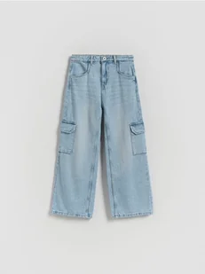 Reserved - Jeansy wide leg z kieszeniami cargo - niebieski - Spodnie i spodenki dla dziewczynek - miniaturka - grafika 1