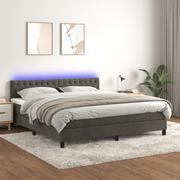 Łóżka - Lumarko Łóżko kontynentalne z materacem i LED, szary aksamit, 160x200cm - miniaturka - grafika 1
