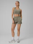 Spodenki damskie - 4F Spodenki treningowe szybkoschnące damskie - oliwkowe XS - miniaturka - grafika 1