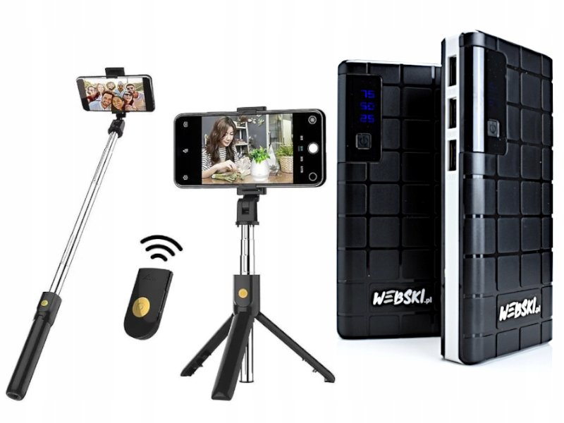 Szybki Powerbank Bateria 20000 +Kijek Selfie Stick