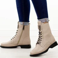 Botki damskie - Beżowe skórzane botki damskie Vinceza 66834 - miniaturka - grafika 1