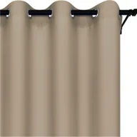 Zasłony - Voppi Zasłona gotowa półzaciemniająca na przelotki kółka 140 x 230 cm gładka beżowa zasłona do salonu lub sypialni - miniaturka - grafika 1
