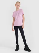 Spodnie i spodenki dla dziewczynek - 4F Spodnie trekkingowe szybkoschnące dziewczęce - czarne 122/128 (6-8 lat) - miniaturka - grafika 1