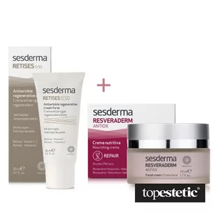 Sesderma Resveraderm Facial Cream + Retises 0,5% ZESTAW Krem przeciwstarzeniowy 50 ml + Regenerujący krem przeciwzmarszczkowy 30 ml - Zestawy kosmetyków damskich - miniaturka - grafika 1