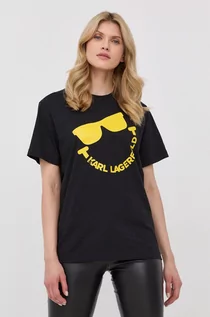 Koszulki i topy damskie - Karl Lagerfeld Lagerfeld t-shirt bawełniany kolor czarny - grafika 1
