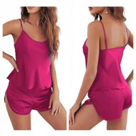 Piżamy damskie - Piżama satynowa spodenki top dwuczęściowa - L - miniaturka - grafika 1