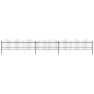 Ogrodzenia - vidaxl Panele ogrodzeniowe z grotami, stal, (1,5-1,75)x13,6 m, czarne - miniaturka - grafika 1