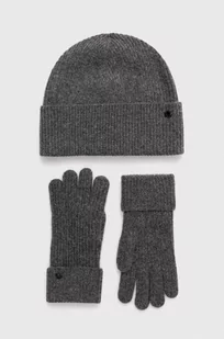 Lauren Ralph Lauren czapka i rękawiczki wełniane kolor szary - Rękawiczki - miniaturka - grafika 1