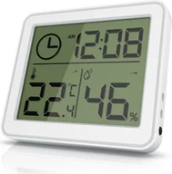 Stacje pogodowe - BEARWARE - termometr higrometr - temperatura i wilgotność - czas - czytelny wyświetlacz LCD - uchwyt magnetyczny, pętla do zawieszania i stojak - w zestawie bateria - biały - miniaturka - grafika 1