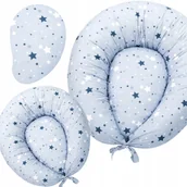 Łóżeczka i kojce - NIEBIESKI KOJEC W GWIAZDKI WYPOCZYNEK DLA DZIECKA NOWORODKA PODUSZKA ŁÓŻKO - miniaturka - grafika 1