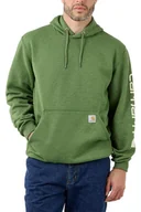 Bluzy sportowe męskie - Bluza męska z kapturem Carhartt Midweight Sleeve Logo Hooded L01 Arborvitae Heather - miniaturka - grafika 1