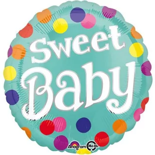 Amscan Balon foliowy "Wstążka - Sweet Baby", 17" RND 35200 - Baby shower i roczek - miniaturka - grafika 1