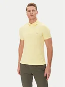 Koszulki męskie - Tommy Hilfiger Polo 1985 MW0MW17771 Żółty Slim Fit - miniaturka - grafika 1