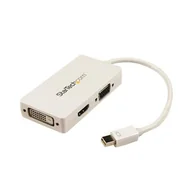 Adaptery i przejściówki - StarTech MDP2VGDVHDW adapter kablowy 0,15 m Mini DisplayPort DVI-D + VGA (D-Sub) + HDMI Biały - miniaturka - grafika 1