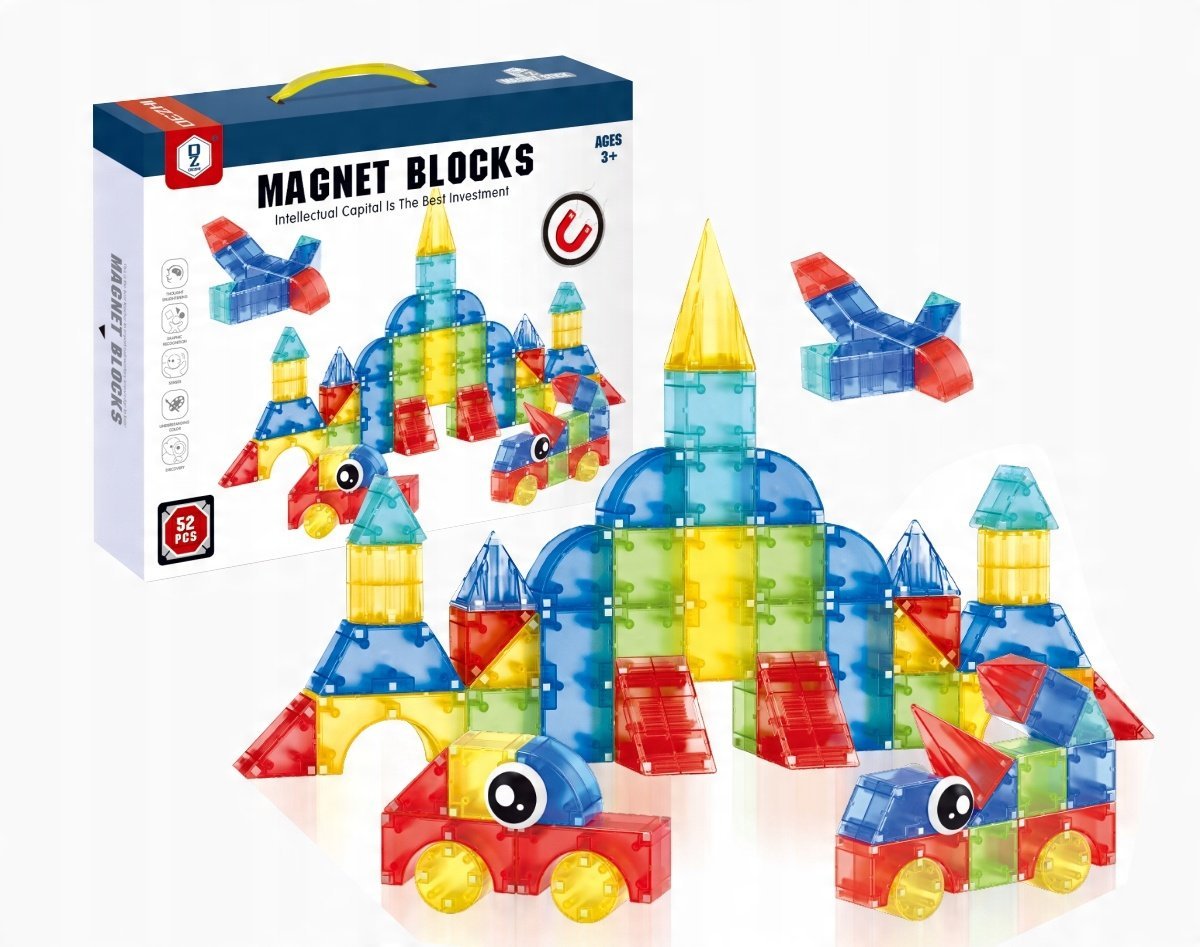 KLOCKI MAGNETYCZNE 52el KLOCKI KREATYWNE KONSTRUKCYJNE 3D EDUKACYJNE 142A