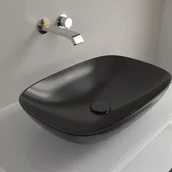 Umywalki - Villeroy & Boch Loop & Friends Umywalka nablatowa 56 x 38 cm z przelewem czarna Pure Black z powłoką CeramicPlus 4A4900R7 - miniaturka - grafika 1