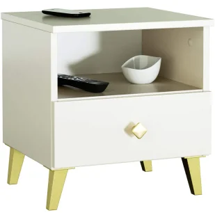 Szafka nocna glamour ze złotymi nóżkami kaszmir M8-P84 - Szafki nocne - miniaturka - grafika 1