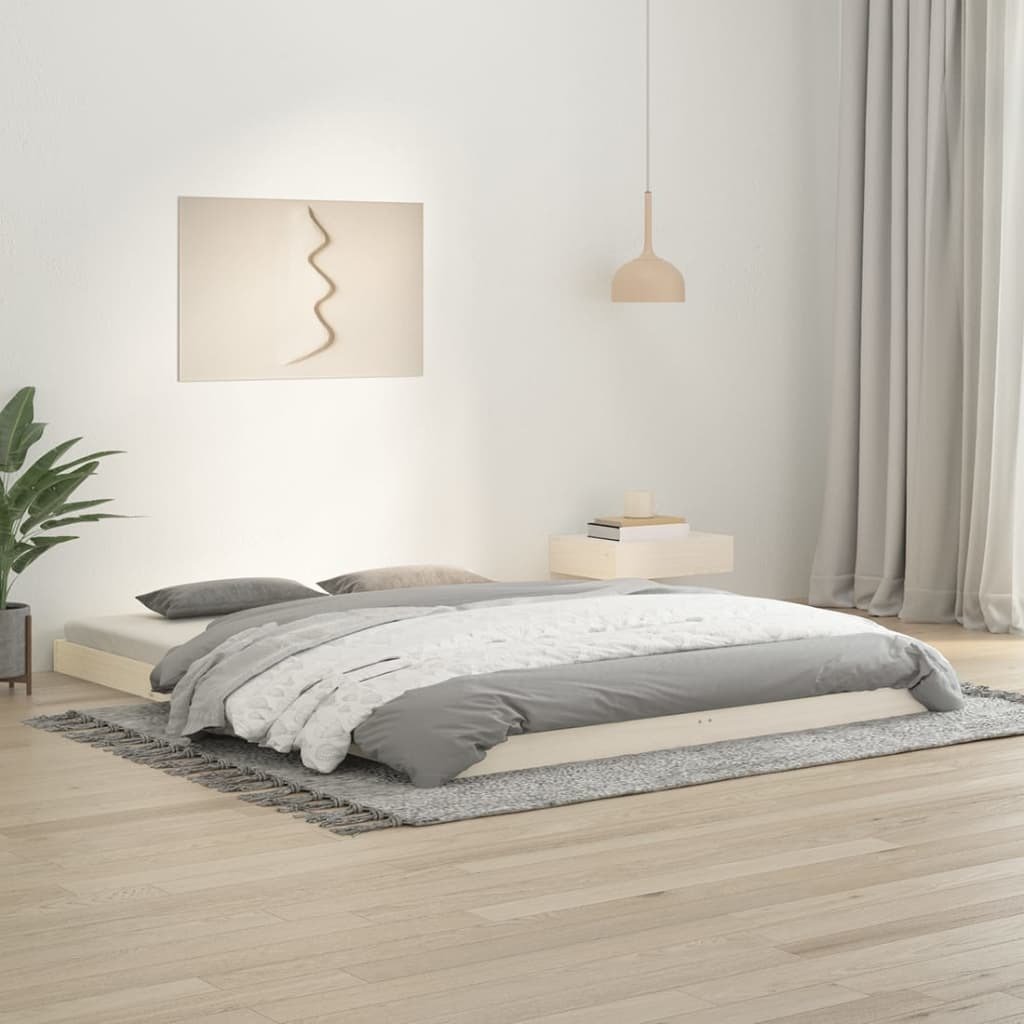 Łóżko z litego drewna białe 150x200 cm sosna king size