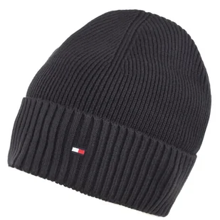 Czapka zimowa Tommy Hilfiger Beanie Pima Cotton black domieszką kaszmiru - Czapki damskie - miniaturka - grafika 1