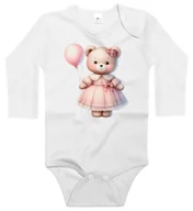 Body dla niemowląt - Body dziecięce Miś W Różowej Sukience I Różowy Balonik Dzień Misia 62/68 - miniaturka - grafika 1