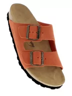 Klapki i japonki damskie - Sunbay Skórzane klapki w kolorze pomarańczowym - miniaturka - grafika 1