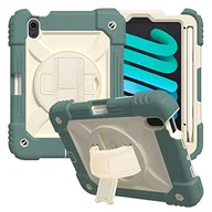 Etui do tabletów - Etui na iPad Mini 6 (8,3" model 2021) z uchwytem na długopis, odporne na uderzenia, wytrzymałe etui z uchwytem na długopis, obracany o 360°, pasek na ramię (ciemnozielone) - miniaturka - grafika 1