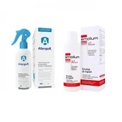 Zestawy kosmetyków damskich - Pharma ICB Zestaw na AZS: Allergoff neutralizator alergenów kurzu domowego spray, 400ml + Emolium Dermocare Emulsja do kąpieli, 400 ml - miniaturka - grafika 1