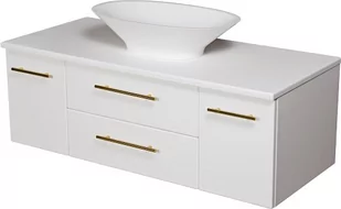 Szafka wisząca biały mat z umywalką nablatową 120/50 cm Belli Gold Gante - Szafki łazienkowe - miniaturka - grafika 1