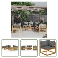 Meble ogrodowe - The Living Store 9-cz. zestaw wypoczynkowy do ogrodu - poduszki - drewno akacjowe - Sofa Ogrodowa I Stół - miniaturka - grafika 1