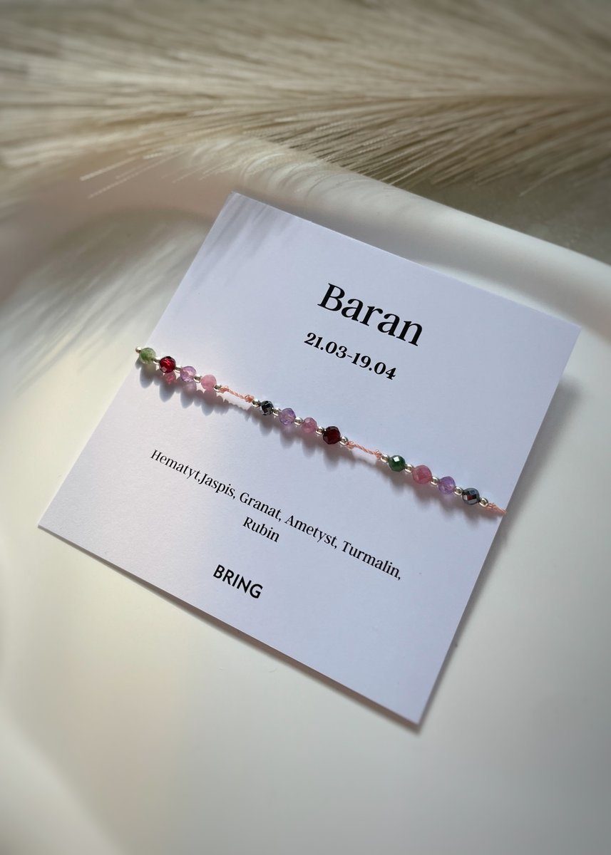 Bransoletka znak zodiaku Baran srebrne kulki