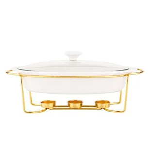Naczynie do serwowania owalne 1,4 l na podgrzewaczu w kolorze złotym Regular - Naczynia żaroodporne - miniaturka - grafika 1
