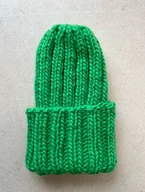 Czapki damskie - Zimowa wełniana czapka Buran 100% wełna z Peru zielona - miniaturka - grafika 1