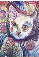 Zabawki kreatywne - Norimpex Diamentowa mozaika Mandala 7D Kot biały 40x30cm 1006599 - miniaturka - grafika 1