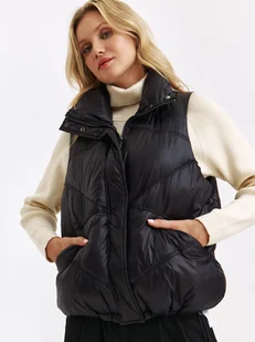 Pikowana czarna kamizelka damska - Kamizelki damskie Pikowana czarna kamizelka damska - Kamizelki damskie - miniaturka - grafika 1