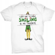 Koszulki męskie - Elf I Just Like To Smile Koszulka Świąteczna Buddy - miniaturka - grafika 1