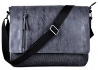 Torebki damskie - DUŻA Czarna TORBA Z KLAPĄ na ramię LISTONOSZKA Męska Damska Młodzieżowa A4 - miniaturka - grafika 1