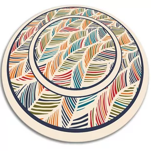 Modny winylowy dywan okrągły wewnętrzny konturowe liście fi70 cm - Dywany - miniaturka - grafika 1