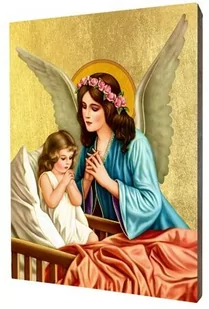 Ikona Anioł Stróż z dziewczynką - Ikony i obrazy sakralne - miniaturka - grafika 1