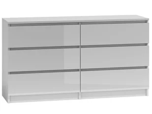 Komoda do sypialni, salonu, M6, 140x40x77 cm, biel, połysk - Komody - miniaturka - grafika 1