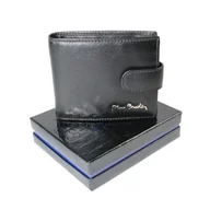 Portfele - Portfel Męski Skórzany PIERRE CARDIN Skóra Licowa Mały Poziomy Z Zapinką Dwa Skrzydełka 323A CZARNY 10,5 x 9 x 2 [cm] - miniaturka - grafika 1