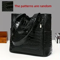 Torebki damskie - TEMU Duża Torba Tote dla Kobiet - Elegancki Wzór w Stylu Krokodyla, Przestronna Torba na Co Dzień i Wieczorne Wyjścia z Zamkiem Błyskawicznym, Trwała - miniaturka - grafika 1