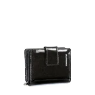 Portfele - Portfel Damski Skóra Naturalna Lakierowany LUIGISANTO Czarny Zgrabny - miniaturka - grafika 1