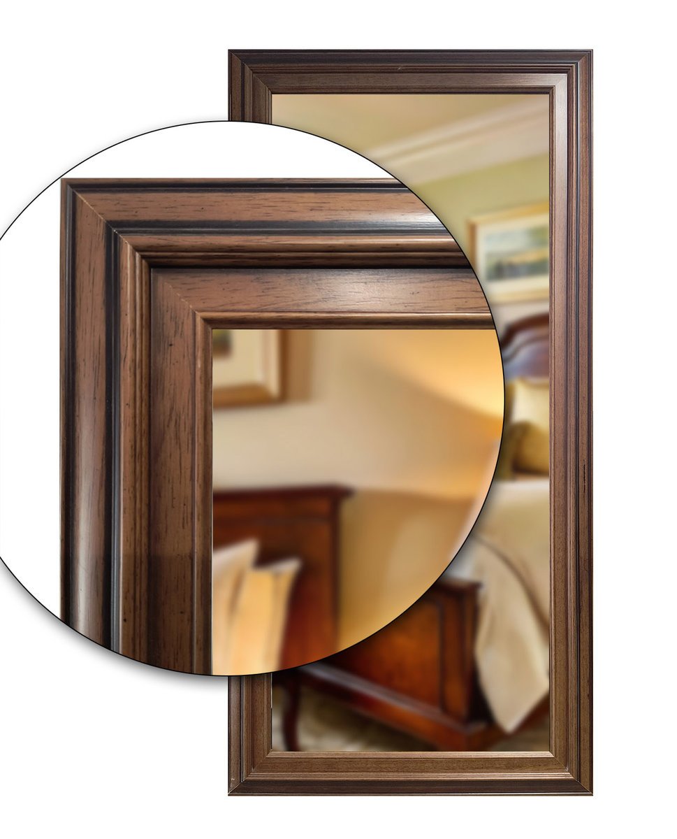 Stylowe lustro w drewnianej patynowanej ramie orzech 110x40