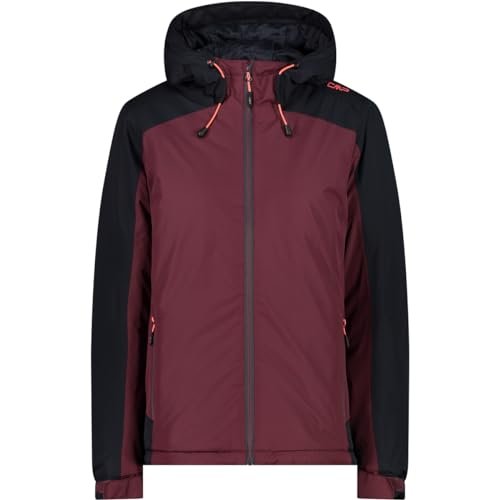 CMP Wyściełana kurtka damska ze stałym kapturem, Burgundy, 40